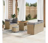 QJBSAVVA Salon de jardin 8 pièces - Beige - Gris clair - 80 x 80 x 71 cm - En polyrotin - Acier revêtu par pulvérisation - Avec espace de rangement - Design moderne pour terrasse, balcon, jardin