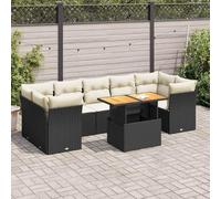QJBSAVVA Salon de jardin 8 pièces en polyrotin noir, 100 x 55 cm, réglable en hauteur, groupe de sièges modulaires avec espace de rangement, résistant aux intempéries, peu encombrant, pour jardin