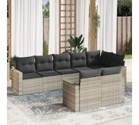 QJBSAVVA Salon de jardin 8 pièces - Gris clair - Canapé avec espace de rangement - Canapé en polyrotin - Pour jardin, terrasse, balcon - 110 kg par siège - Design moderne avec coussins amovibles