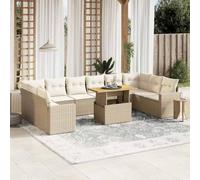 QJBSAVVA Salon de jardin beige 62 x 62 x 69 cm en polyrotin avec table à manger réglable pour balcon, terrasse, camping et petites surfaces