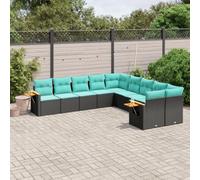 QJBSAVVA Salon de jardin en polyrotin noir, 62 x 62 x 69 cm, avec étagères pliables, coussin d'assise, lavable, résistant aux UV, pour jardin, terrasse, balcon et petits coins d'assise d'extérieur