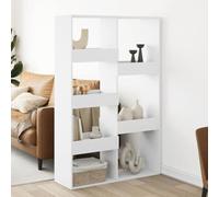 QJBSAVVA Séparateur de pièce classique en bois blanc avec 7 compartiments comme bibliothèque ou armoire de salon - Design moderne et espace de rangement