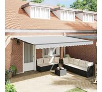 QJBSAVVA Store anthracite 4 x 3 m - Armature en métal - Télécommande manuelle - Résistant aux UV - Protection solaire autonome - Pour terrasse, jardin, balcon - Pour l'extérieur