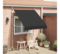 QJBSAVVA Store banne - 200 cm - Anthracite - Protection solaire extensible manuellement - Avec revêtement en polyuréthane - Pour balcon, terrasse et jardin