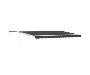 QJBSAVVA Store banne électrique 5 x 3 m avec bras articulé avec télécommande et manivelle, store semi-cassette en aluminium et polyester pour terrasse, jardin, balcon, anthracite, gris