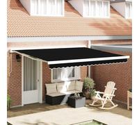 QJBSAVVA Store rétractable 400 x 300 cm noir tissu métal design moderne avec bras tout-terrain pour balcon, terrasse, jardin, protection solaire robuste