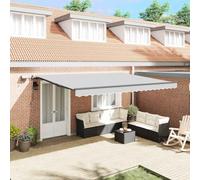 QJBSAVVA Store vertical 4 x 3 m - Anthracite - Extensible manuellement - Avec tissu anti-UV - Pour jardin, terrasse et balcon