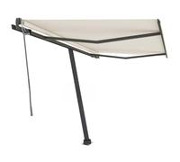 QJBSAVVA Store vertical automatique 350 x 250 cm, blanc crème, avec télécommande et manivelle, cadre en aluminium robuste et tissu polyester résistant aux UV, pour terrasse, balcon et jardin