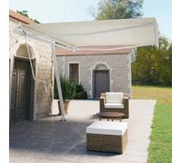 QJBSAVVA Store vertical automatique 400 x 350 cm, blanc crème, avec télécommande et manivelle, protection solaire robuste, pour terrasse, jardin et balcon