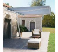 QJBSAVVA Store vertical automatique 400 x 350 cm, bleu/blanc, avec télécommande et manivelle, imperméable, pour terrasse, balcon et jardin