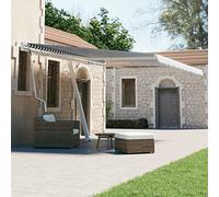 QJBSAVVA Store vertical automatique 450 x 300 cm, bleu et blanc, avec télécommande et manivelle, tissu résistant aux UV, pour terrasse, balcon et jardin