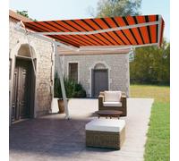 QJBSAVVA Store vertical automatique 450 x 350 cm, orange/marron, avec télécommande et manivelle, imperméable, pour terrasse, balcon et jardin