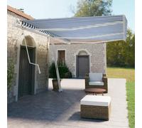 QJBSAVVA Store vertical automatique 600 x 350 cm, bleu/blanc, avec télécommande et manivelle, protection solaire robuste, pour terrasse, balcon et jardin