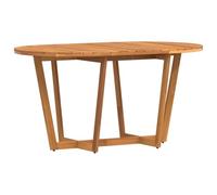 QJBSAVVA Table à manger de jardin ovale 150 x 90 x 75 cm en bois d'acacia massif, table d'extérieur robuste pour terrasse et jardin, table en bois huilé avec design à lattes et base stable en croix