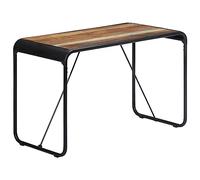 QJBSAVVA Table à manger en bois massif recyclé 118 x 60 x 76 cm - Design vintage avec pieds en acier revêtu par pulvérisation - Robuste et unique - Pour cuisine, salle à manger et balcon