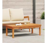QJBSAVVA Table basse 100 x 50 x 33 cm en bois massif d'acacia avec finition à l'huile, plateau à lattes, résistant aux intempéries, design moderne, robuste et durable, pour jardin, balcon, terrasse et