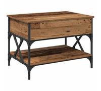QJBSAVVA Table basse avec fonction lift-top, 70 x 50 x 50 cm, table basse réglable en hauteur, design industriel, aspect bois vieilli, avec structure en métal et étagère pour la maison, le bureau et