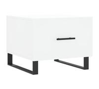 QJBSAVVA Table Basse Blanche avec Tiroir de Rangement 50x50x40 cm, Bout de Canapé Moderne en Bois d'Ingénierie et Pieds en Fer Stable, Table d'Appoint Élégante pour Salon et Séjour