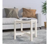 QJBSAVVA Table basse blanche en pin massif Ø 62,5 x 45 cm - Table de salon classique avec aspect rustique - Cadre en bois stable