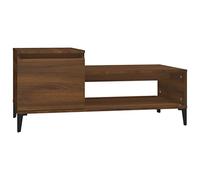 QJBSAVVA Table Basse Chêne Marron 100x50x45 cm, Table de Salon en Bois d'Ingénierie avec Compartiment de Rangement et Porte, Meuble d'Appoint Robuste pour Espace de Séjour Moderne