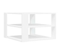 QJBSAVVA Table Basse de Salon Carrée 58x58x40 cm en Bois d'Ingénierie Blanc, Table d'Appoint Moderne avec Étagères de Rangement à 3 Niveaux pour Séjour et Espace de Détente