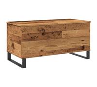 QJBSAVVA Table Basse de Salon en Bois d'Ingénierie, Table d'Appoint Rectangulaire Design Vieux Bois avec Grand Espace de Rangement et Pieds Métalliques, Meuble de Séjour, 90x44,5x45 cm