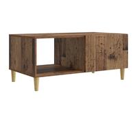 QJBSAVVA Table Basse de Salon Style Vintage en Bois d'Ingénierie, Table de Café Rectangulaire avec Compartiments de Rangement et Porte à Charnière, 90 x 50 x 40 cm, Couleur Bois Ancien