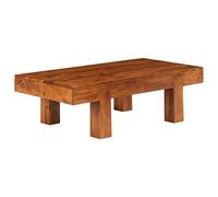 QJBSAVVA Table basse en bois d'acacia massif - 100 x 50 x 30 cm - Style rétro avec finition couleur miel - Table d'appoint vintage unique pour le salon