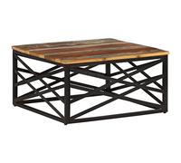QJBSAVVA Table basse en bois massif recyclé et acier 68 x 68 x 35 cm Design vintage Variations de couleurs uniques Table de salon Table d'appoint Style industriel
