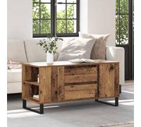 QJBSAVVA Table basse en bois recyclé - 102 x 50 cm - Avec étagère - Design industriel - Moderne et robuste - Pour salon, loft, couloir, chambre à coucher