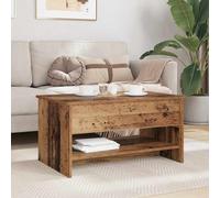 QJBSAVVA Table basse en bois recyclé 80 x 50,5 cm avec couvercle à charnière et étagère, design moderne et espace de rangement pour salon, chambre à coucher, couloir