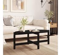 QJBSAVVA Table basse en pin massif noir 118 x 63 x 45 cm - Table de salon classique avec aspect rustique - Cadre en bois stable et plateau de table pratique