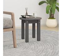 QJBSAVVA Table basse grise en bois massif de pin Ø 35 x 35 cm - Table basse classique avec aspect rustique - Cadre en bois solide pour salon