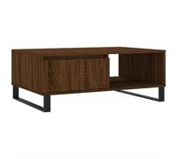 QJBSAVVA Table basse marron aspect chêne 90 x 60 x 35 cm - Table de salon moderne en bois et fer - Table basse stable avec 2 compartiments et espace de rangement - Table basse plate pour le salon