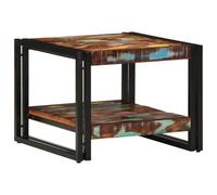 QJBSAVVA Table basse multicolore - 50 x 50 x 38 cm - En bois massif vieilli - Design industriel - Avec structure en fer robuste - Table basse carrée pour canapé et salon