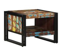 QJBSAVVA Table basse multicolore - 50 x 50 x 38 cm - En bois massif vieilli - Table basse avec cadre en métal robuste - Design industriel - Table d'appoint pour salon et chambre à coucher