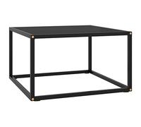 QJBSAVVA Table basse noire avec verre trempé et acier revêtu par pulvérisation 60 x 60 x 35 cm - Table de salon moderne, table d'appoint et table de chevet pour un intérieur élégant