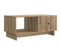 QJBSAVVA Table Basse Rectangulaire 90x50x40 cm en Bois d'Ingénierie, Meuble de Salon au Design Vintage avec Compartiments de Rangement et Porte Pivotante, Coloris Chêne Artisanal