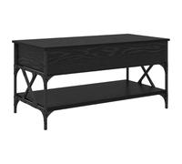 QJBSAVVA Table basse réglable en hauteur avec fonction Lift Top, table de salon avec espace de rangement et étagère, table basse design industriel en bois et métal, 100 x 50 x 50 cm, aspect chêne noir