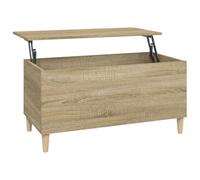 QJBSAVVA Table basse réglable en hauteur en chêne Sonoma 90 x 44,5 x 45 cm Table de salon avec fonction Lift Top et compartiment Table basse moderne en bois pour salon, travail, repas