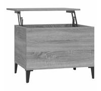 QJBSAVVA Table Basse Relevable Sonoma Gris 60x44,5x45 cm en Bois d'Ingénierie, Table de Salon avec Compartiment de Rangement et Plateau Ajustable pour Travailler et Dîner, Style Moderne