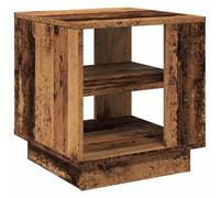 QJBSAVVA Table Basse Vieux Bois 40x40x43 cm en Bois d'Ingénierie, Table d'Appoint Carrée avec Grand Espace de Rangement, Meuble de Salon Robuste pour Magazines et Télécommandes