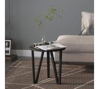 QJBSAVVA Table d'appoint noire Ø 35 cm, design industriel MDF et acier, table basse, table console, peu encombrante et durable