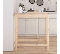 QJBSAVVA Table de bar en pin massif - 100 x 50 x 110 cm - Table de bistrot rustique avec plateau stable pour cuisine, balcon et extérieur