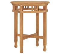 QJBSAVVA Table de Bistro Ronde en Bois de Teck Solide Ø60x75,5 cm, Guéridon de Jardin Robuste et Élégant pour Extérieur, Patio, Terrasse ou Salon, Finition Naturelle à Base d'eau
