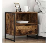 QJBSAVVA Table de chevet 50 x 39,5 x 50 cm - En bois avec 2 tiroirs - Table d'appoint robuste - Design industriel moderne - Table de chevet compacte pour chambre à coucher, salon, couloir - Couleur