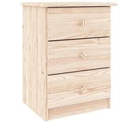 QJBSAVVA Table de Chevet Alta avec 3 Tiroirs, Meuble de Chambre en Bois de Pin Massif Non Traité, Table de Nuit Rustique pour Salon ou Chambre à Coucher, Design Élégant, 41 x 35 x 55,5 cm