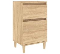 QJBSAVVA Table de Chevet Chêne Sonoma 40x35x70 cm, Meuble de Nuit en Bois d'Ingénierie avec Compartiment de Rangement et Pieds en Eucalyptus, Table d'Appoint de Chambre Élégante et Stable