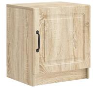 QJBSAVVA Table de chevet en chêne Sonoma 43 x 34,5 x 47 cm, table d'appoint avec porte et poignée noire, table de chevet en bois pour chambre à coucher, design vintage, petite commode