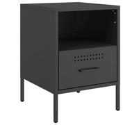 QJBSAVVA Table de Chevet Industrielle en Acier Noir avec 1 Tiroir et 1 Compartiment, Table de Nuit 36x39x50,5 cm, Meuble d'Appoint Robuste pour Chambre et Salon